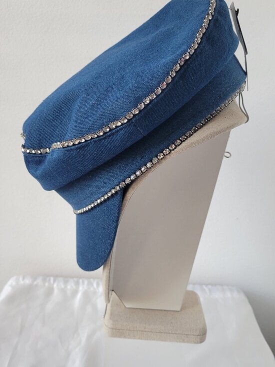C&G New York Blue Denim Rhinestone Newsboy Cap main image 4